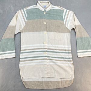 Vtg Angelique Imp Inc Shirt Womens Medium NYC 3/4 Sleeve Beige Shirttail hemline